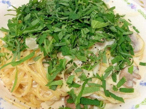 大葉のさっぱりクリームパスタ